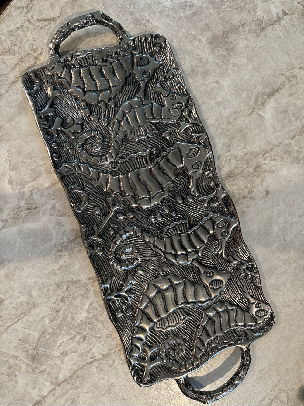 Mud Pie Silver tone  Seahorse serving Tray